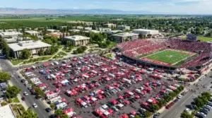 Fans tailgating at Fresno State