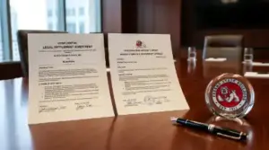 Legal documents on desk