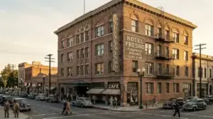 Historic brick hotel building